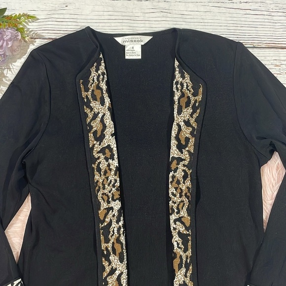 Exclusively Misook Animal Leopard Print Open Front Knit Cardigan - Picture 4 of 7